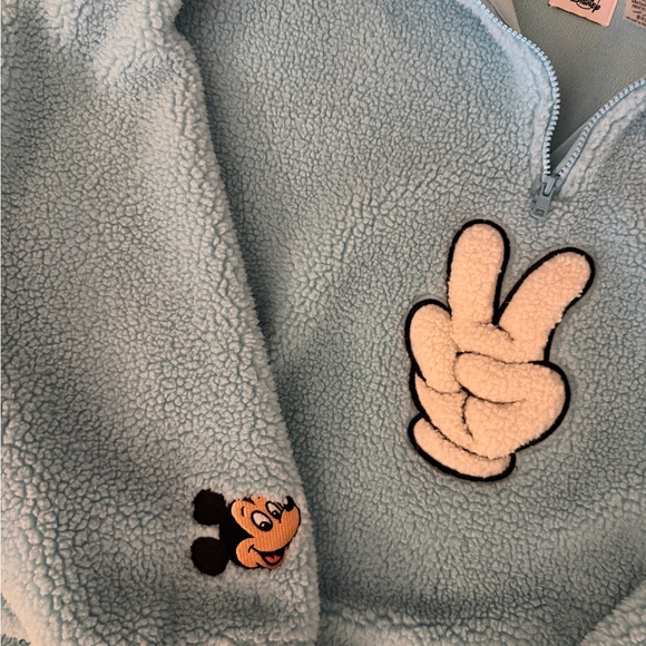 Disney Light Blue Sherpa Pullover with Peace Hand Embroidery - Picture 2 of 5